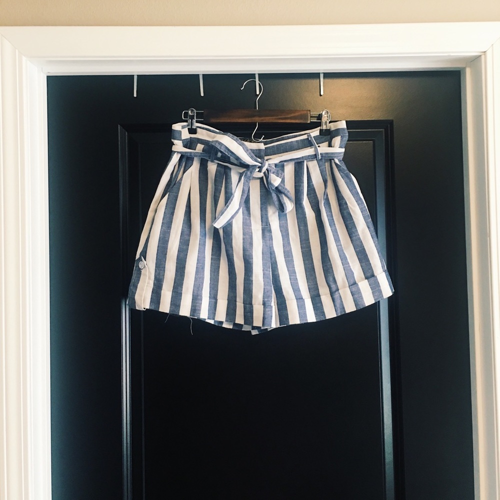 Bohme Boutique Striped High-Waisted Tie Shorts